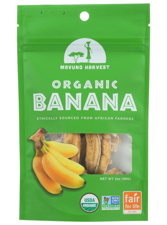 Mavuno Harvest Organic Dried Fruit, Banana, 2 Ozbag