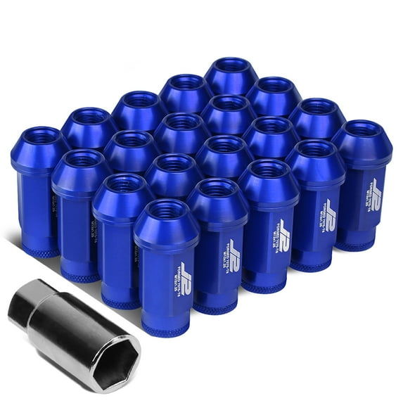 J2 Engineering LN-T7-013-125-BL J2 Engineering 7075 -T6 Forged Aluminum M12x 1.25 20Pcs 50mm Height Open -End Lug Nut Sets w / Socket Adapter Blue