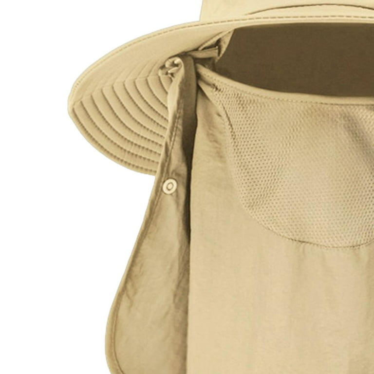 Sun Hats Neck Cover and Mesh Breathable Bucket Hat with Strings Fishing  Hats Men Sun Protection Sombrero Hats for Climbing Fishing Khaki