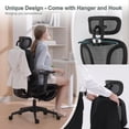 thumbnail image 4 of Hforesty Ergonomic Office Chair, High Back Mesh Computer Chair with Footrest, Coat Hanger, Dynamic Lumbar Support,Black, 4 of 9