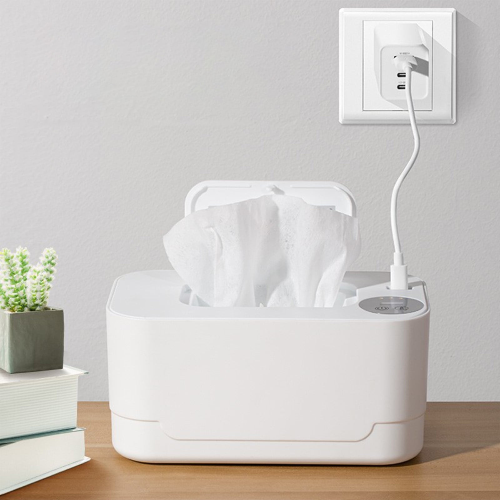 Wipes Warmer, Portable USB Charging Heater, Large Capacity for 120 Wipes, PP Material, 24h Intelligent Constant Temperature 55-65℃, for Home Car Travel