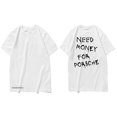 thumbnail image 3 of Camiseta blanca Tops camisas holgadas de moda con cuello redondo informal necesita dinero para Porsche, 3 of 9