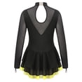 thumbnail image 4 of YEAHDOR Kids Girls Long Sleeve Shiny Rhinestone Mesh Tutu Figure Skating Dress Dancewear Yellow 6, 4 of 7