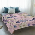 thumbnail image 4 of Pink Flowers Blanket Soft Cozy Warm Throw Blanket for Couch, Plush Fuzzy Flannel Fleece Blankets for Sofa, Spring Floral Purple Butterflies Farmhouse Bed Blankets Lightweight Gifts for Women, 40"x50", 4 of 9
