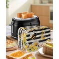 thumbnail image 4 of Spring Bees Daisy Toaster Cover 4 Slice, Large Kitchen Appliance Covers, Rustic Tulips Dots Black Striped Burlap Toaster Oven Cover with Loop, Bread Machine Cover Polyester Dust Cover Protection, 4 of 4