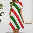 thumbnail image 2 of Red, White & Green Candy Cane Pattern Sundress Short Sleeve Dress Summer Women Clothes Dress for Women Dresses, 2 of 7