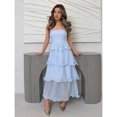 thumbnail image 6 of Baby Blue Solid Color Strapless Multi-Layer Ruffled Maxi Dress, 6 of 6