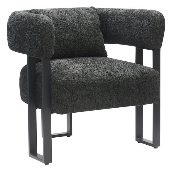 Inspire Contemporary Boucle Fabric Accent Chair Charcoal Black
