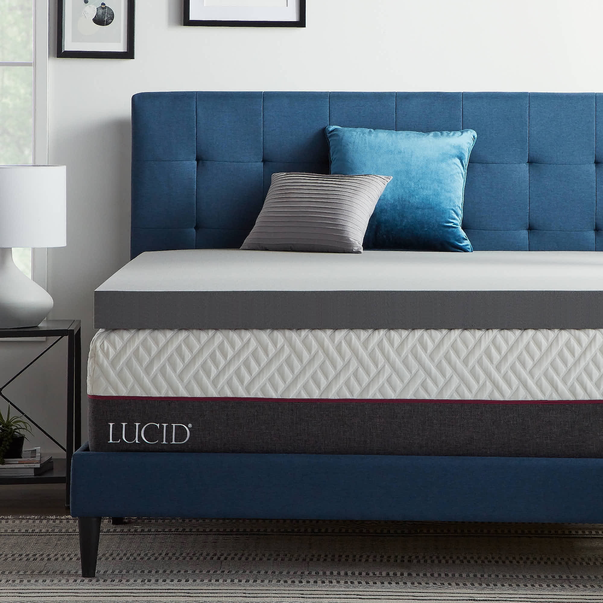 Lucid® Restore Bamboo Charcoal and Aloe Infused Memory Foam Topper 2, 3