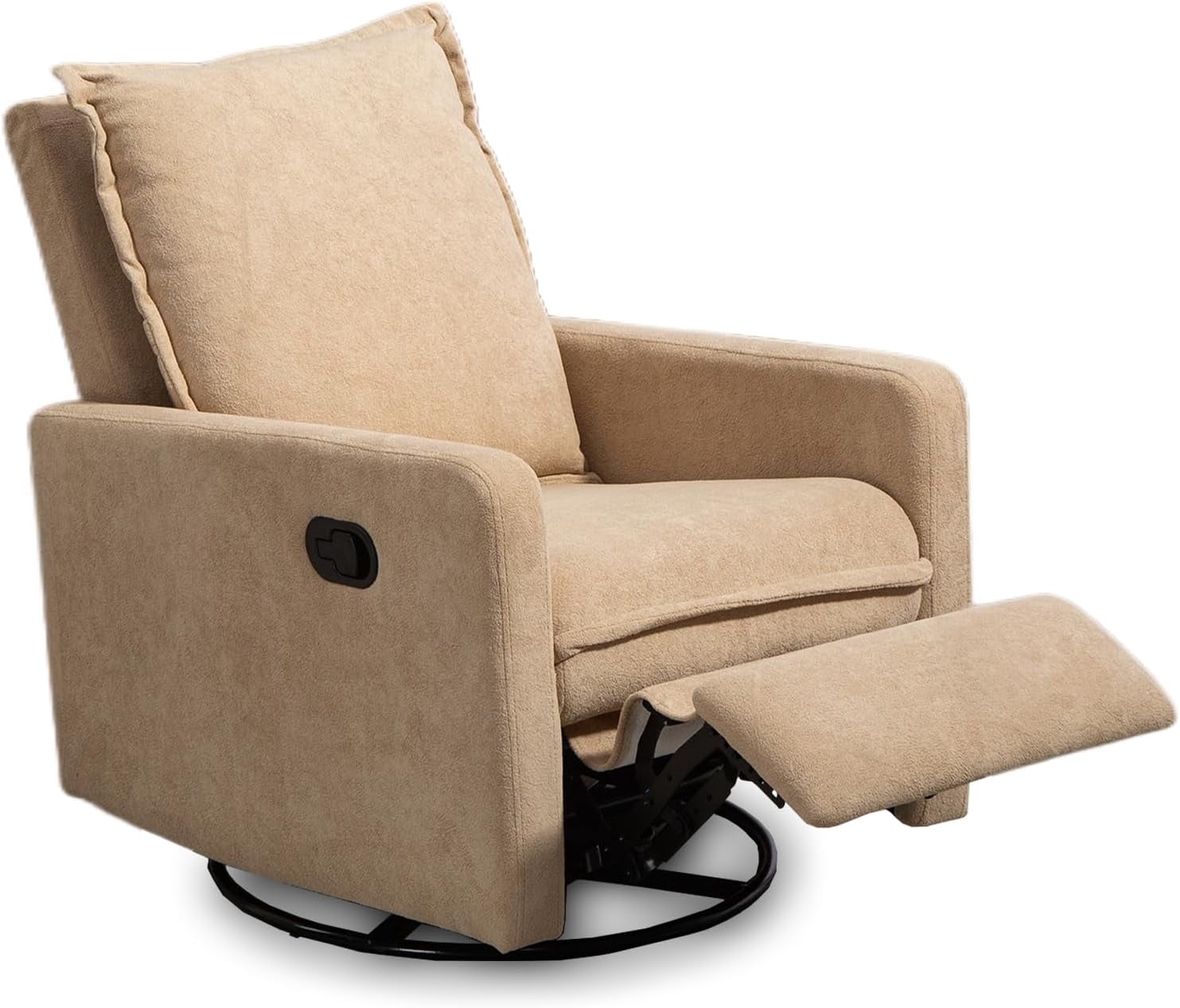 REHOUSING Adult Velvet Nursery Rocking and Swivel Recliner with Foot Rest, Brown