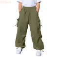thumbnail image 2 of LYHaoo Kids Cargo Pants With Multiple Pockets For Boys And Girls Outdoor Casual Play Everyday Comfortable Boys Cargo Pants(Green), 2 of 7