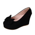 thumbnail image 2 of DIVVce Wedges Heels For Women Round Toe Platform Wedge With Bow Accent Slip On Footwear For Casual And Dressy Daily Occasions, 2 of 8