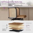 thumbnail image 4 of LAZZO Swivel Bar Stools Set of 2, 26” Counter Height Mid-Century Modern Stools with Natural Rattan Woven Back & Faux Leather Seat, Brown, 4 of 8