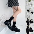 thumbnail image 4 of Calcetines góticos punk para mujer, medias de tubo Harajuku con cadena de flores de Camelia sintética, 4 of 5