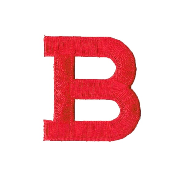Alphabet Letter B Color Red 2" Block Style Iron On Embroidered