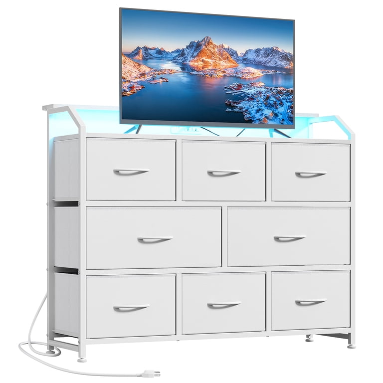 CONCETTA LED TV Stand Dresser, White, 8 Drawers photo 1