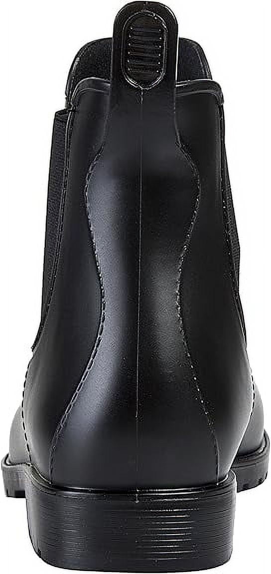 Cyiecw Women's Short Rain Boots Waterproof Anti Slip Rubber Ankle Chelsea Booties Rainboots for Women, Black, Size 11