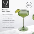 thumbnail image 3 of Viski Nouveau Champagne Coupe Glasses, Home Bar Gifts, 6.5oz Set of 2, Sage, 3 of 9