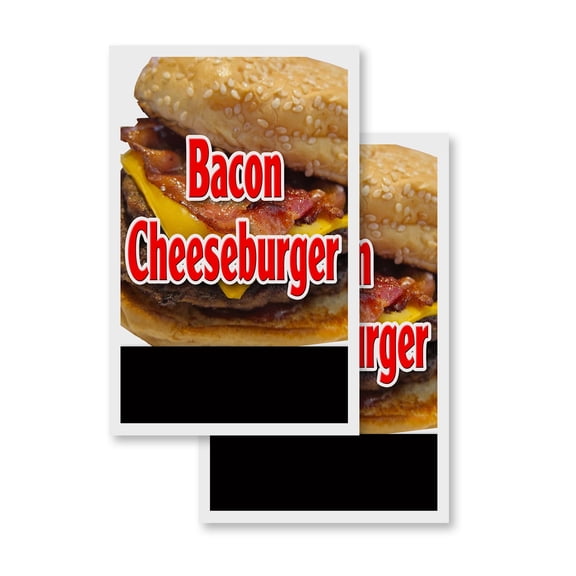 Bacon Cheeseburger (2-PACK) 24" x 36" Vinyl Decals | Sign Insert Peel & Stick Decals Stickers Window Signs