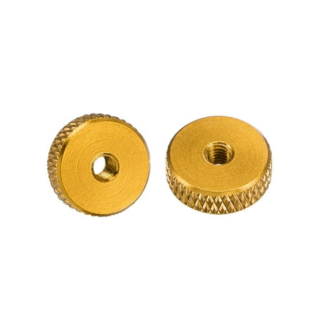 

Flat Knurled Nut - M3 x 12mm x 4mm Thumb Nuts Lock Adjusting Nuts Aluminum Alloy Golden 10Pcs