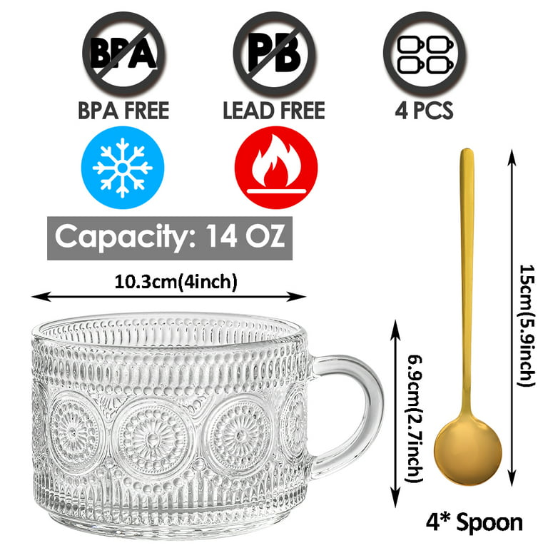 Hoolerry 14 oz Clear Glass Mug with Lid and Spoon Classical Vertical Stripe  Tea Mug Ribbed Iced Coff…See more Hoolerry 14 oz Clear Glass Mug with Lid