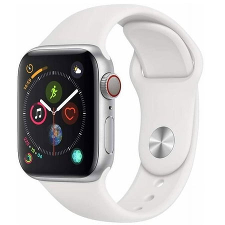 Restored Apple Watch Series 5 44mm GPS Cellular LTE Aluminum Silver White Sport Band (Refurbished)