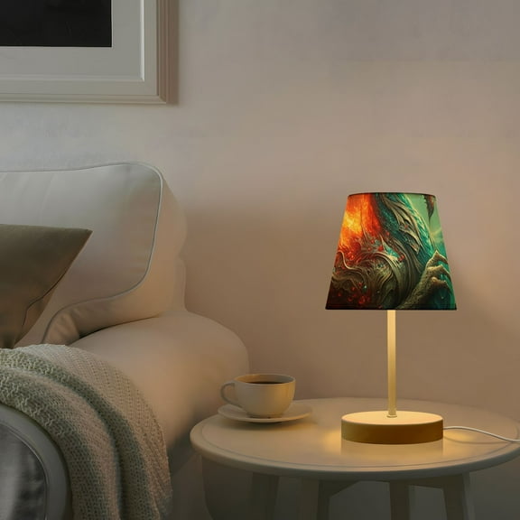 Dragon Fire and Water Desk Lamp 3 Color Modes LED Table Lamp Nightstand Reading Light for Bedroom Living Room