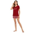 thumbnail image 5 of WBQ Leter Print Pajama Set for Women Short Sleeve Loungewear Two Piece Shorts and Tops Soft Sleepwear Red Tag S/US 6, 5 of 6
