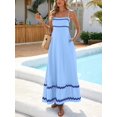 thumbnail image 3 of Light Blue Womens Flowy Sleeveless Maxi Dress With Zigzag Trim For Beach Holiday Casual Wear, 3 of 6