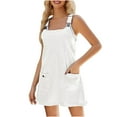 thumbnail image 1 of Robe Salopette Sans Manches pour Femmes Tablier Décontracté Été Coupe Ample Mini Robe avec Poches, 1 of 8