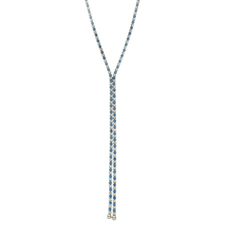 Sapphire Marquise Single X & O Rhodium Plated single row X-shape necklace in Sapphire and White Crystal Combination *** ()