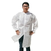 Makerspace Lab Disposable Lab Coats Adult Large 10 Pack | Durable Polypropylene, Comfy Fit, Elastic Cuffs, Front Snap Fasteners | For Classroom Science Labs, Science Parties, Medical, Biology, Dental