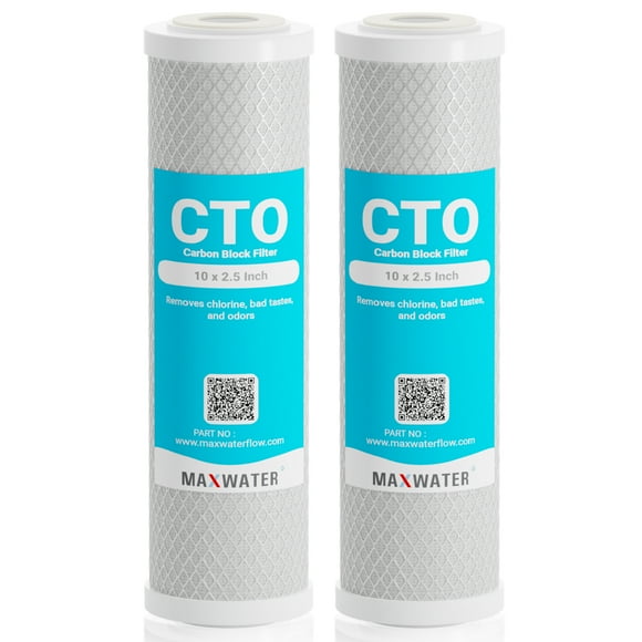 Max Water 10 inch x 2.5 inch, 5 Micron CTO Reverse Osmosis Replacement filter Cartridge(Pack of 2)