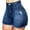 Dark Blue, variant on Povozer Women High Waisted Skinny Stretchy Denim Shorts Casual Summer Frayed Raw Hem Distressed Ripped Short Jeans(Light blue,XXL)