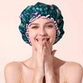 thumbnail image 4 of JUNWELL Bonnets de Bain et de Douche Réutilisables pour Femmes Cheveux Longs Double Couche Imperméables Bonnet de Bain et de Douche Protecteur pour Cheveux, 4 of 7