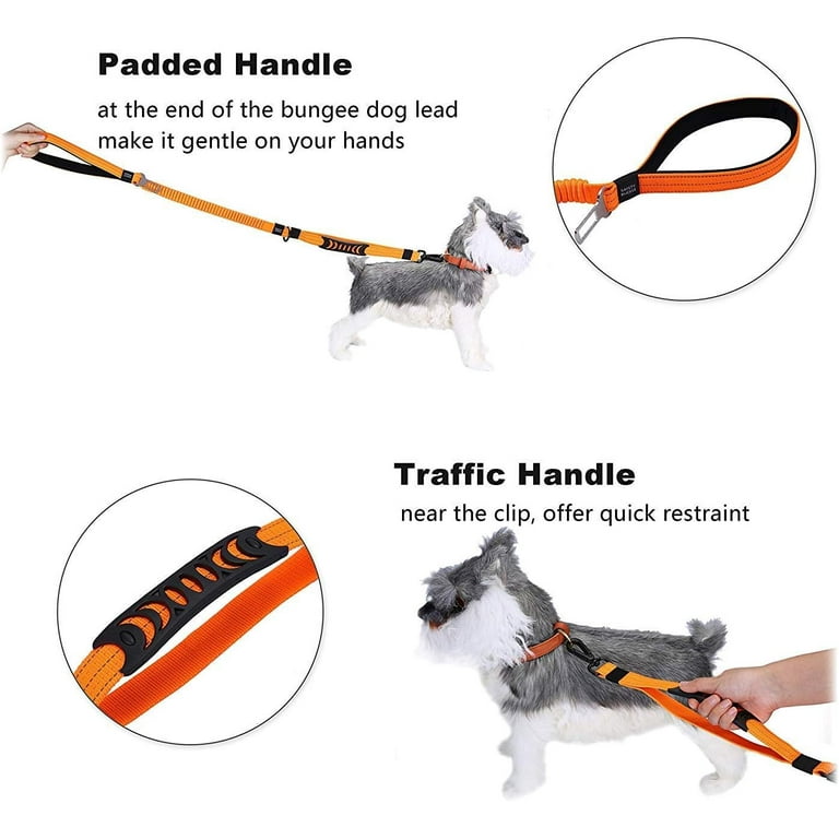 Dog Leash Large Dog Heavy Duty 4 6FT Shock Absorbing Bungee Leash with Strong Frog Clip Tactical Dog Leash with 2 Padded Traffic Handle Extra