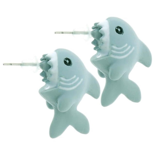 Aretes VentDepot EarringShark01 1Pza Tiburón Tuerca Verde Silicona