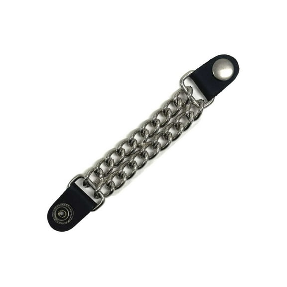 UNIK Men's Chunky Double Chain 6.5" Vest Extender w/ Leather Snap Tabs, Silver