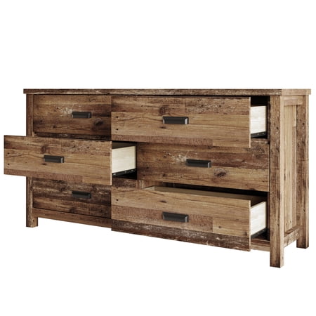 Home Design Racine 6 Drawer Dresser, Vintage Oak