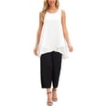 thumbnail image 3 of INSPIRE CHIC Women's High Low Top Casual Sleeveless Chiffon Blouse Crewneck Asymmetrical Loose Shirt Summer Tops L White, 3 of 7