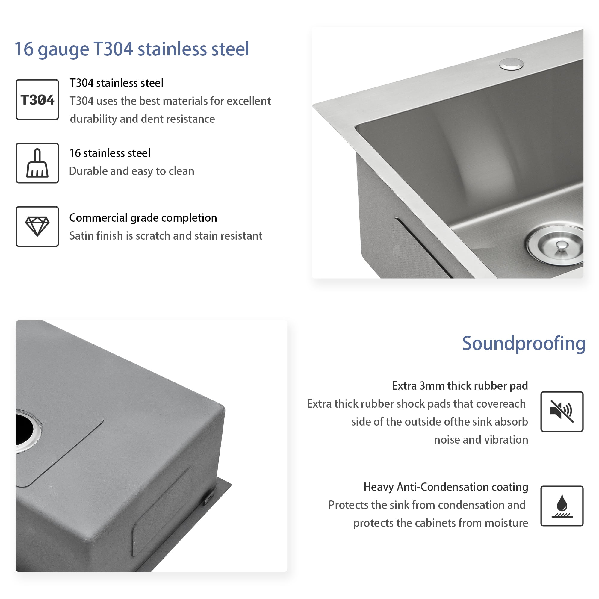 Acpouw 33 Inch Topmount Sink - 33" x 22" x 9" Drop in Stainless Steel Kitchen Sink 16 Gauge 9 Inch Deep Single Bowl Kitchen Sink Basin, Includes Drain Assembly (No Additional Accessories)
