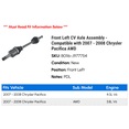 thumbnail image 2 of Front Left CV Axle Assembly - Compatible with 2007 - 2008 Chrysler Pacifica AWD, 2 of 2