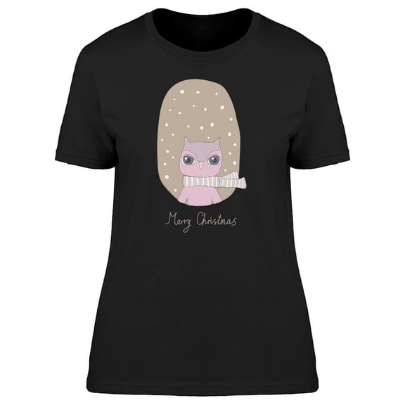 Merry Christmas Pink Owl Tee Women's -Image by Shutterstock