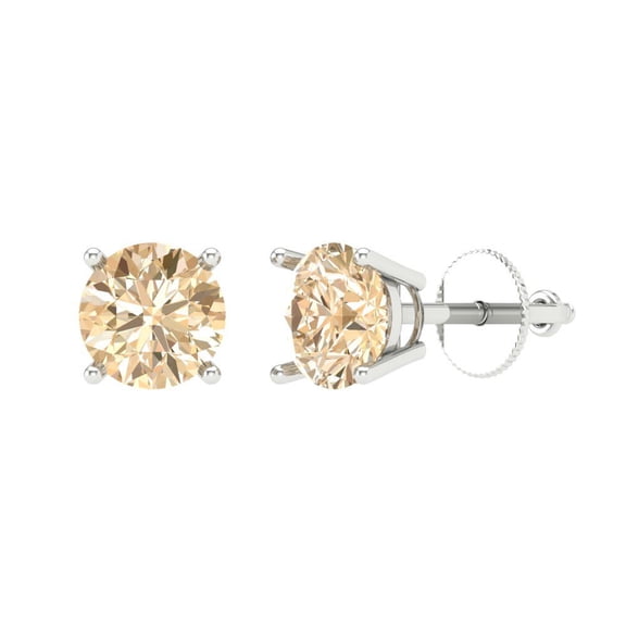 Clara Pucci 1.5Ct Natural Morganite Round Cut VVS1 Screw Back Stud 18k Solid hypoallergenic Gold Designer Earrings For February