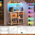 Homieasy Bakers Rack with Power Outlet and LED light strings, Microwave ...