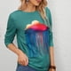 thumbnail image 5 of Blusa de camiseta estampada de manga larga con cuello redondo informal a la moda para mujer Pompotops  FGAJ8830, 5 of 9