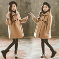 thumbnail image 2 of Lkhaha Toddler Girl Jacket Unisex Solid Double Ruched Princess Bow Wool Coat Kids Outerwear Jackets Size 4-5 Years, 2 of 4
