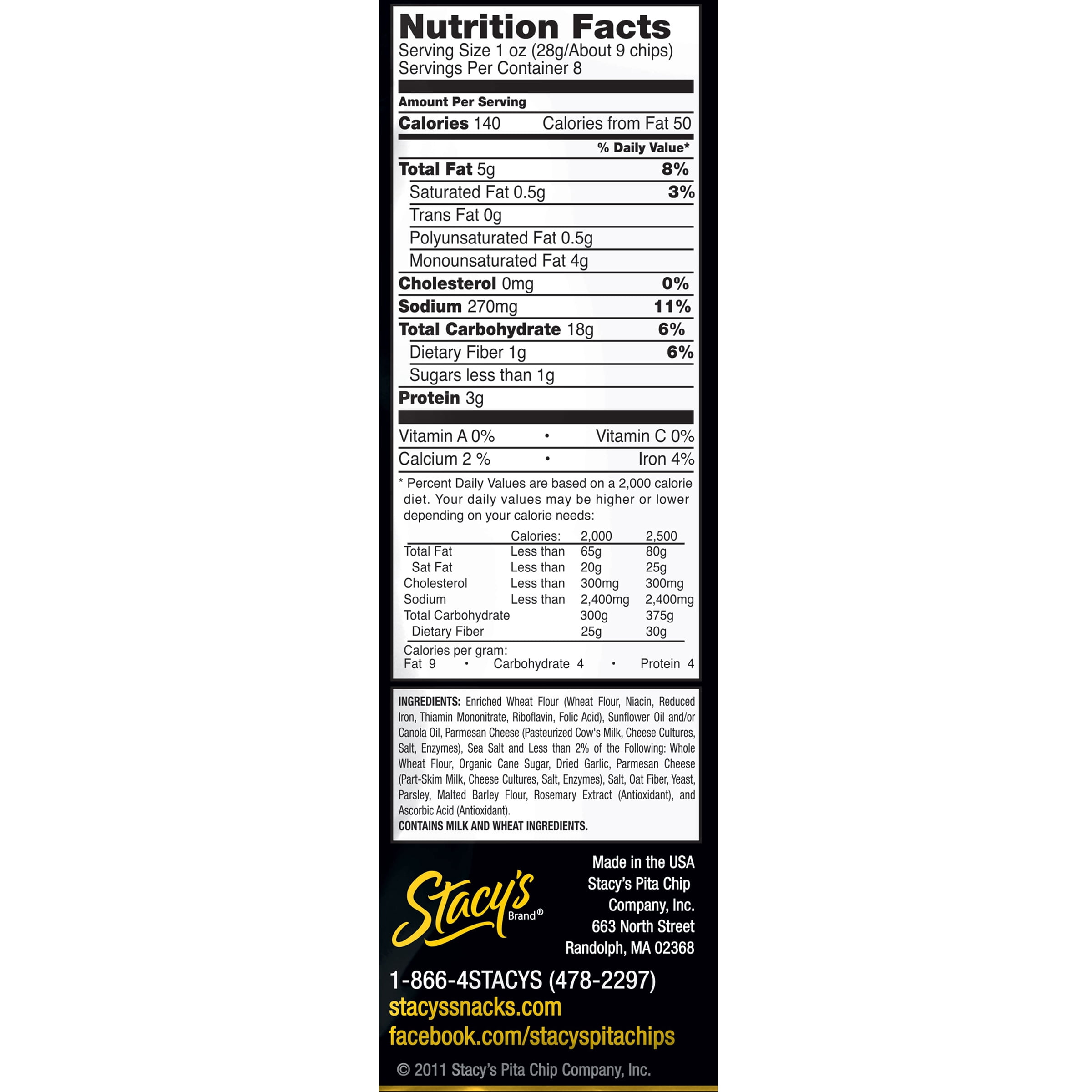 Stacy's Parmesan Garlic & Herb Pita Chips Snack Chips, 8 oz Bag Single Pack