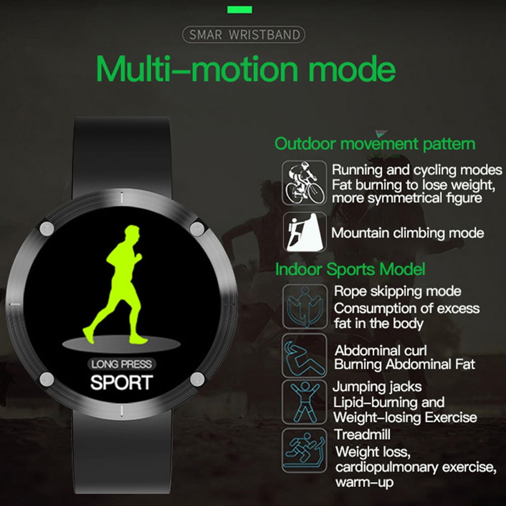 Oukitel W5 Fitness Tracker Smart Bracelet, 1.22" Display with Heart Rate Monitor & IP65 Waterproof Bluetooth 4.0, Black