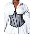 thumbnail image 2 of FOCUSNORM Womens Mesh Underbust Boned Waist Training Corset Lace Up Waist Cincher Wide Belt, 2 of 7